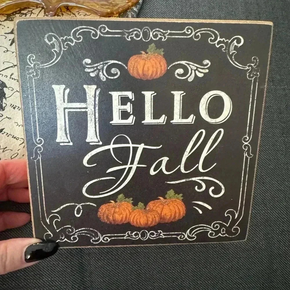 Fall Decor Bundle Home Goods Kitchen Towel Leaf Shaped Candy Dish & Wall Sign - Picture 2 of 10